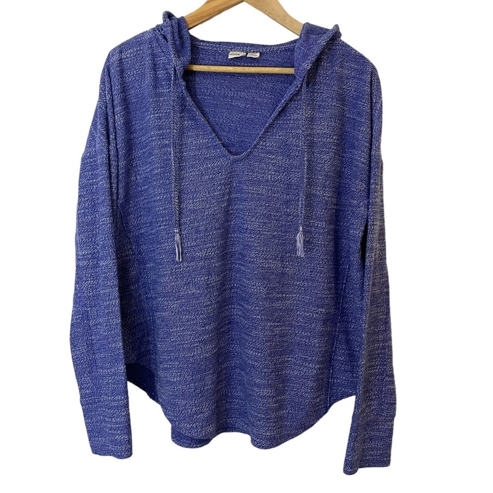 Women's Hooded Knit Pullover Sweater - Blue